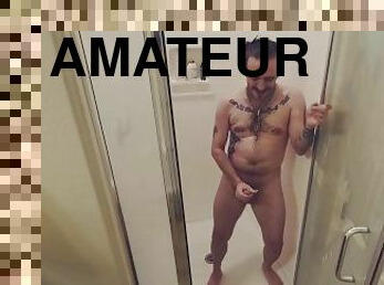 baignade, papa, masturbation, amateur, percé, douche, solo, goth, pappounet, tatouage