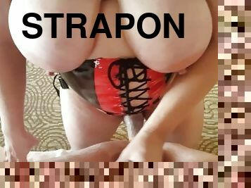 dideli-papai, strapon, žmona, mėgėjai, analinis, milf, žaislas, atviras, vyras, blondinė