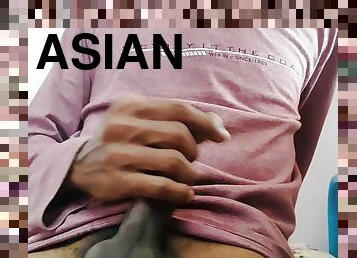 asiatique, masturbation, énorme-bite, gay, branlette, jeune-18, solo, cuir