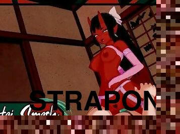 Meru getting strapon fucked in pink lingerie - Meru the Succubus Hentai.