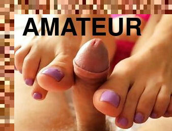 amateur, chorro-de-corrida, paja, pies, primera-persona, corrida, perfecto, con-los-pies, dedos-de-los-pies