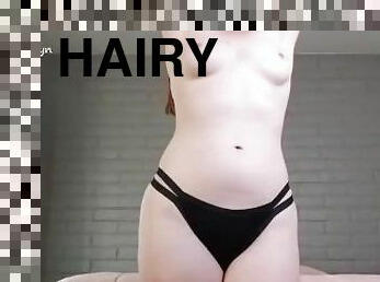 poilue, chatte-pussy, amateur, rousse, décapage, culotte, fétiche, solo, tatouage, string