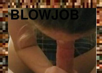 Getting a Blowjob, Hand job from girl in school uniform.