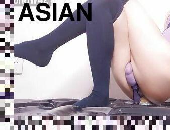 asiatique, énorme, masturbation, amateur, anal, ejaculation-sur-le-corps, jouet, ejaculation, lingerie, gode