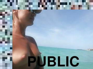 nudista, público, esposa, amador, babes, praia, loira, pequeno, exbicionista, flashar