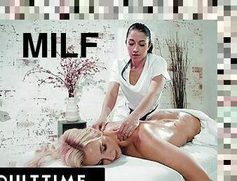 store-patter, fisse-pussy, lesbisk, milf, mor, massage, fingering, blond, naturlig, fisseslikning