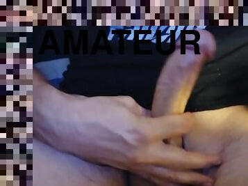 masturbation, amateur, énorme-bite, branlette, massage, secousses, solo, bite