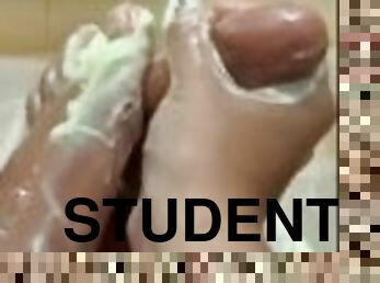 étudiante, amateur, babes, ados, jouet, pieds, horny, fétiche, solo, branlette-avec-les-pieds