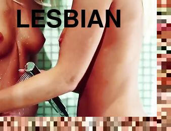 kylpy, laiha, typykät, lesbo-lesbian, eurooppalainen, blondi, euro, suihku