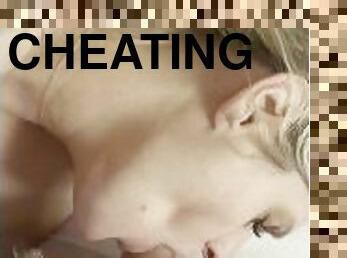 Hot moaning blonde cheating in hotel with fan