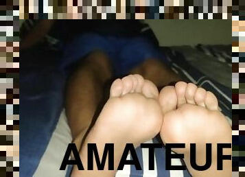 amador, adolescente, latina, massagem, pés, fetiche, sozinho