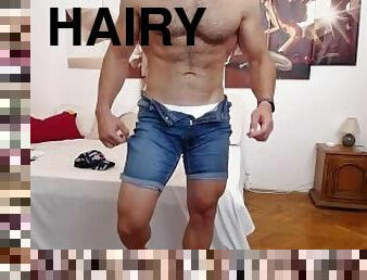 Muscle hairy pumped Touch my chest and get horny show off my bulge