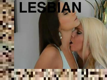 lesbisk, kyssende, fetish