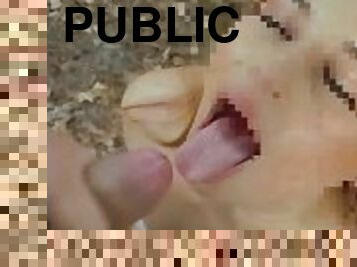Sucking his dick at the park, Public blowjob, Public cumshot