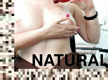 amazing natural tits with pink nipple passing oil makes my cock hard