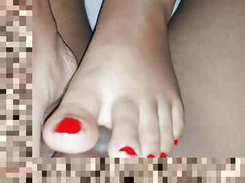 Footjob in Cute Red Nail poli Foot Fetish ????? ????????? ?????? ?????? ??? ??????? ???? ???? ?????