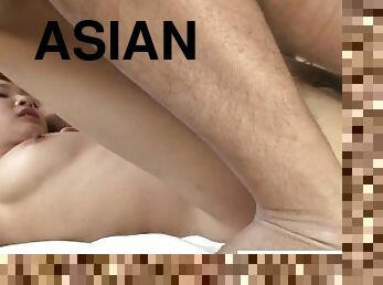 asiatisk, brudar, avsugning, cumshot, tonåring, hardcore, japansk, creampie, bunden, ansiktssprut