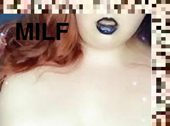 BBW MILF stimulates her small titties and pinches nipples