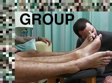 Bearded muscle hunks foot worshipped by deviant homosexual