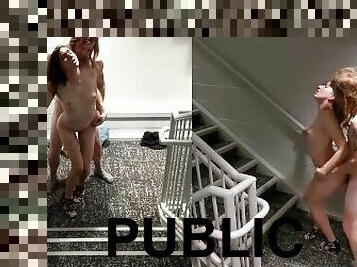 public, chatte-pussy, ejaculation-interne, ejaculation, naturel, petite, bâillonnement, bite, taquinerie