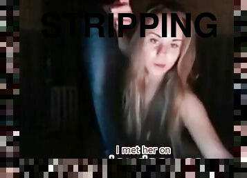strippende, webcam, brunette, drillende