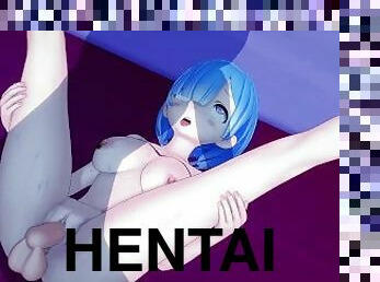 lielās-krūtis, istabene, japāņu, beigšanaiekšā, anime, hentai