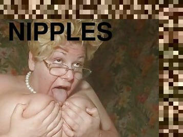 Crunch and lick my nipples,spit