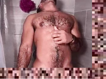 Stroking my dick in the shower