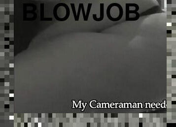 Camera man getting head from a p.a.w.g.