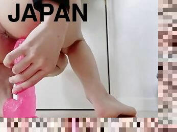 asiatisk, onani, fisse-pussy, japans, dildo