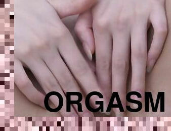 onani, orgasme, teenager, sovende, fingering, kær, pragtfuld, brunette, erotisk, små-patter