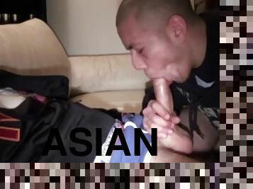 asiatique, énorme-bite, interracial, gay, japonais, innocent, minet, tatouage, bite, dure