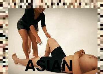 asiatique, esclave, double, fétiche, humiliation, domination, brunette