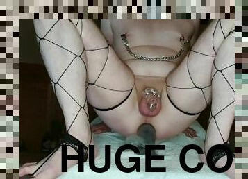 Huge Gape, Big Dildos, Tiny Cock Cage