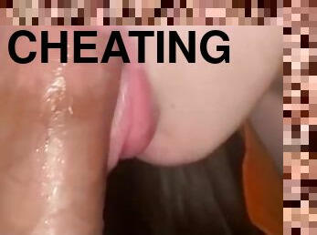 Cheating Brunette Giving Sloppy Head!