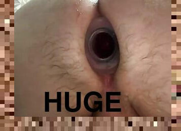 Look deep into my ass with my Huge XL tunnel butt plug
