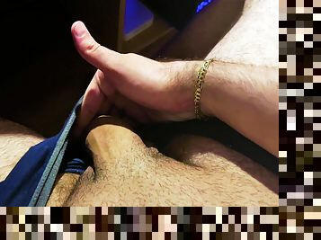 Bulge underwear teasing and jerking off my uncut cock until I shoot four huge cumshots!