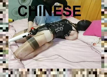 asiatisk, kone, bdsm, strømper-stockings, latex, kveling, kineser, bondage