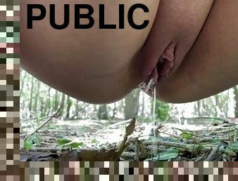 Close-up Peeing in Public Park (Hissing Piss)