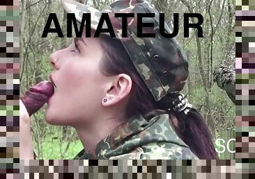 Super Sexy N Cute Army Women Bows N Fucks In Forest