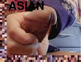 asiatique, masturbation, amateur, branlette, solo, bite