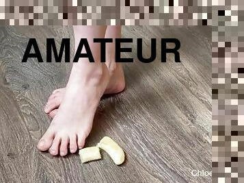 amateur, pieds, fétiche, solo, banane, orteils