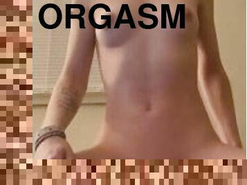 masturbation, orgasm, amatör, brudar, tonåring, petit, ensam, brunett, små-bröst