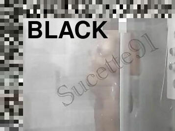 Sensual shower from a black pregnant