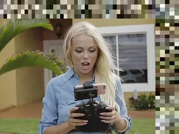 Sweet and tiny brice bardot spies on neighbors huge cock using drone