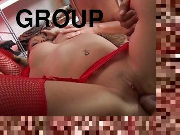Three naughty chicks having some fun in group sex