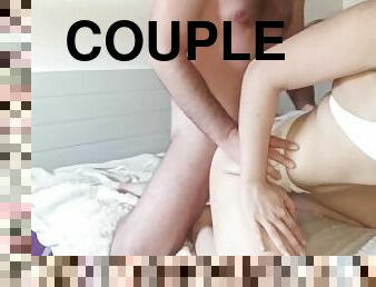 levrette, amateur, fellation, ejaculation-sur-le-corps, ados, maison, couple, mignonne, dure