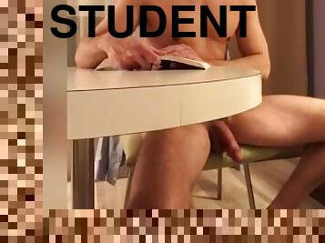 nudiste, étudiante, énorme-bite, gay, solo