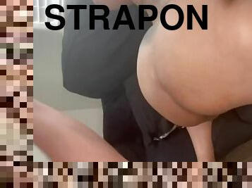 strapon, amatør, ebony, lesbisk, leke, svart, par, bbw, lubben, fetisj