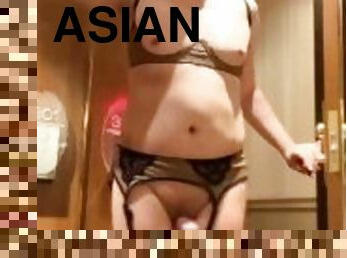 asiatisk, publik, amatör, cumshot, sprut